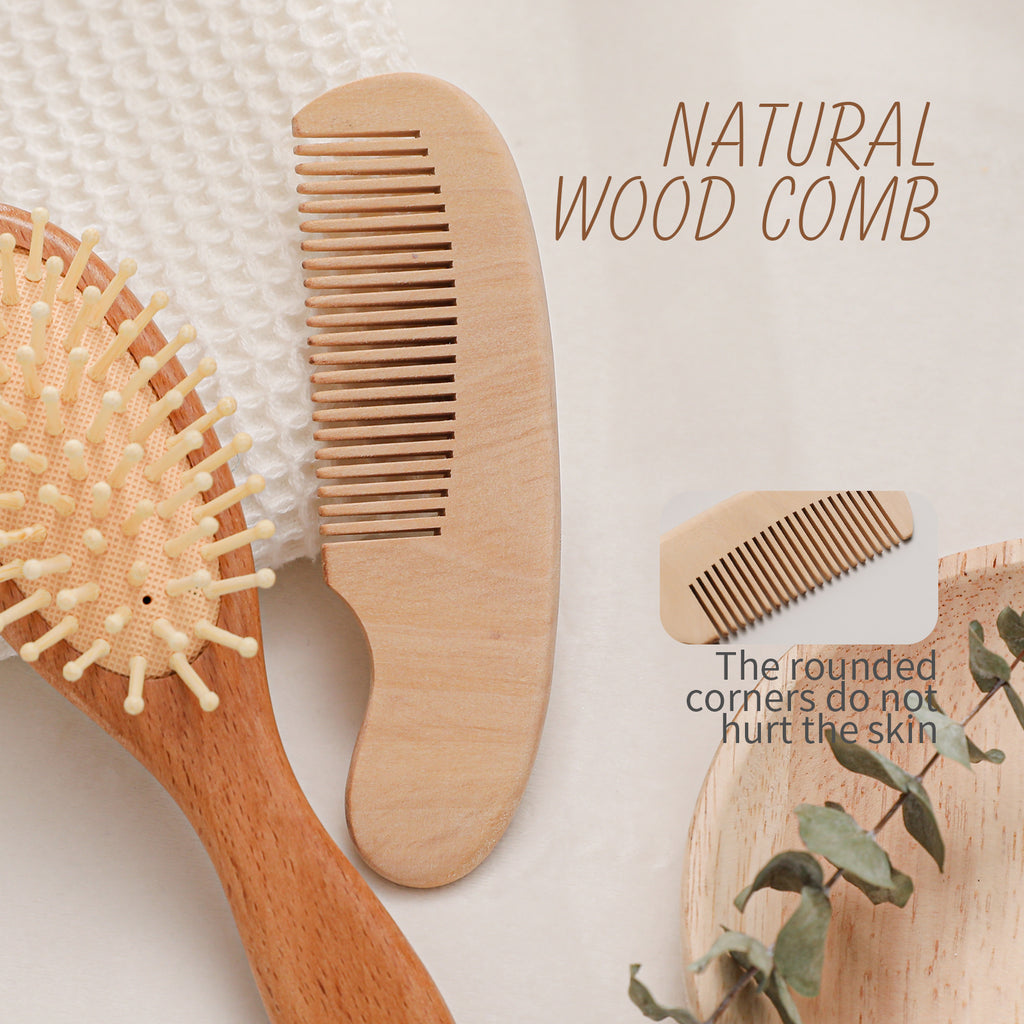 Two-Piece Wooden Baby Brush - MamimamiHome Baby