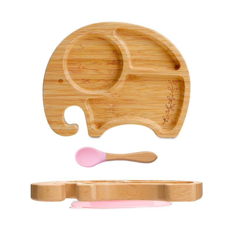 Elephant Bamboo Plate&Spoon - MamimamiHome Baby