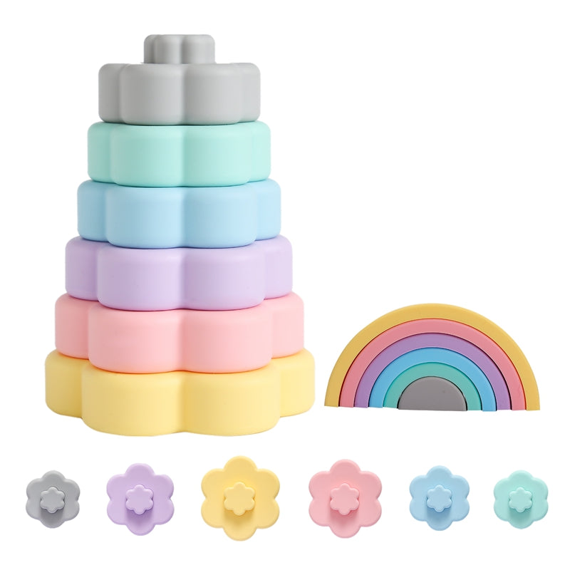 Silicone Stacking Toys Two-piece Set - MamimamiHome Baby