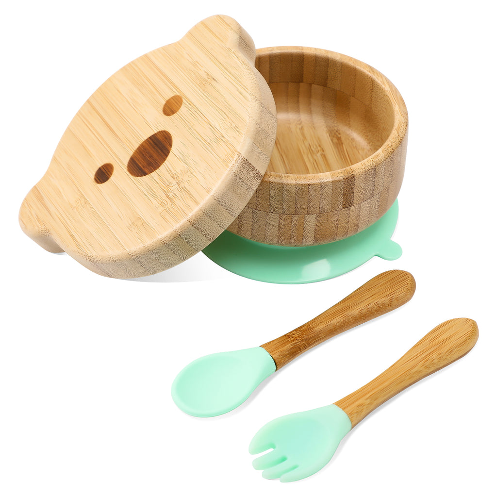 2 In1 Use Bamboo And Wood Dinner Plate Set - MamimamiHome Baby