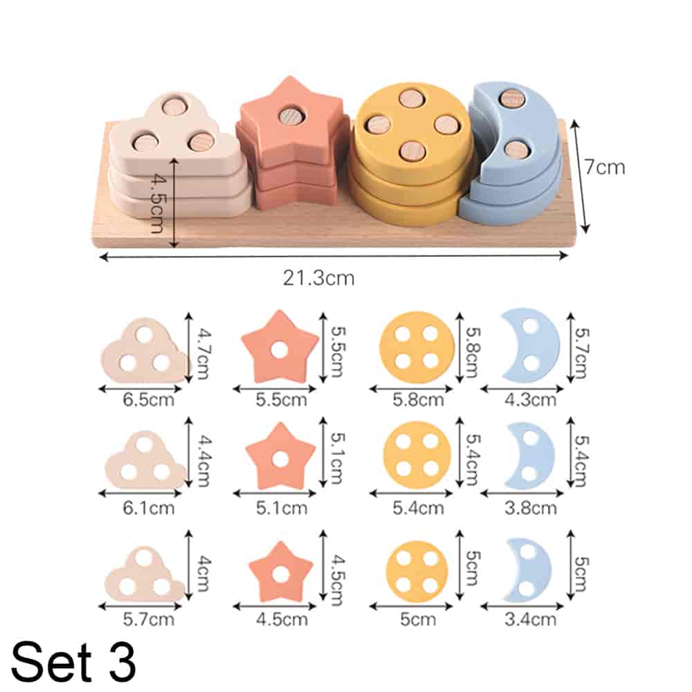 3 In 1 Wooden Shape Sorting Car set 3 size