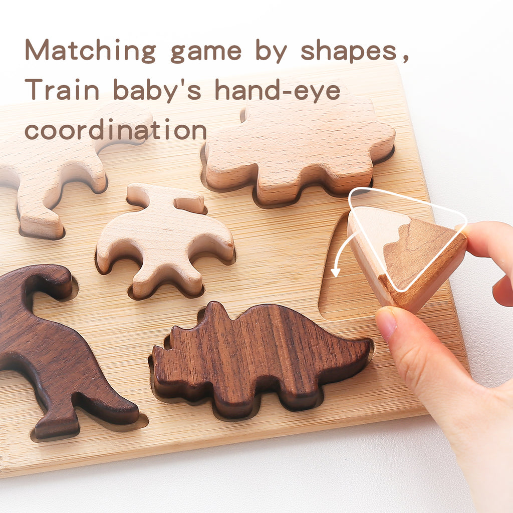 Wooden Dinosaur Cognitive Puzzle - MamimamiHome Baby