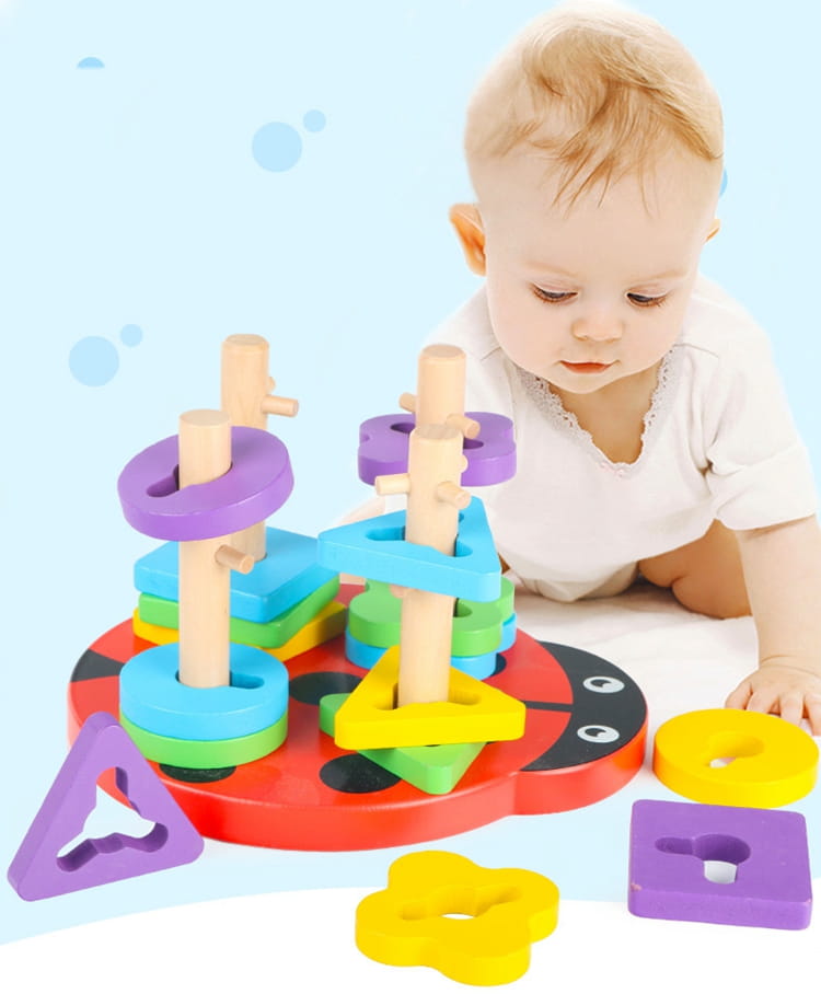 Baby Wooden Classification Column Puzzle Board
