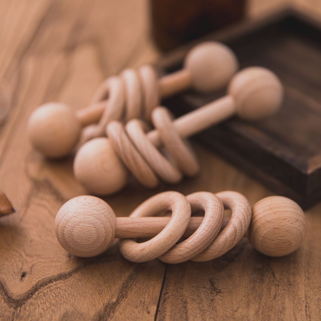 Handmade Wooden Three-ring Rattle - MamimamiHome Baby