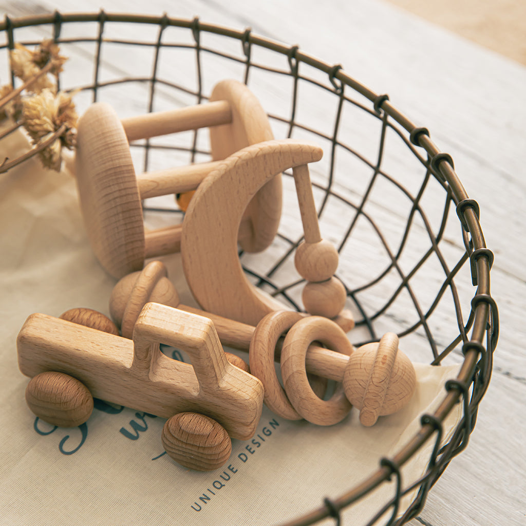 Montessori Wooden Rattle Toy - MamimamiHome Baby