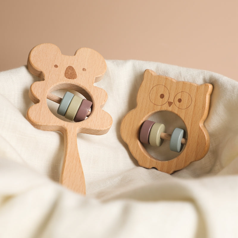 Wooden Koala&Owl Rattle - MamimamiHome Baby
