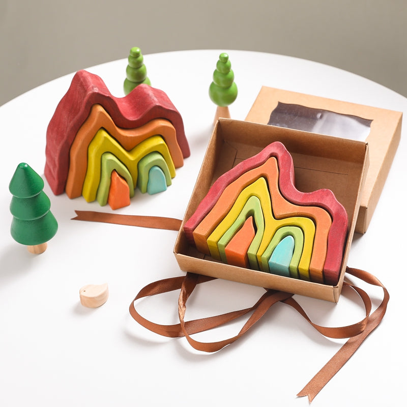 Wooden Rainbow Building Blocks - MamimamiHome Baby
