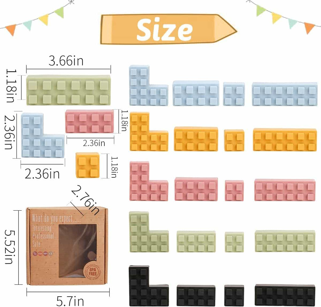 Children's  Chewable Silicone Building Blocks Size