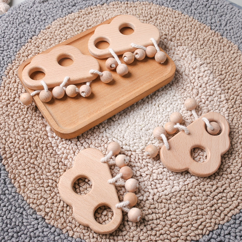 Wooden Double Hole Cloud Rattle - MamimamiHome Baby