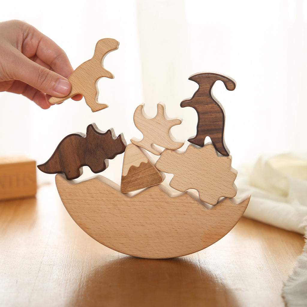 Wooden Dinosaurs Stacked Toy - MamimamiHome Baby