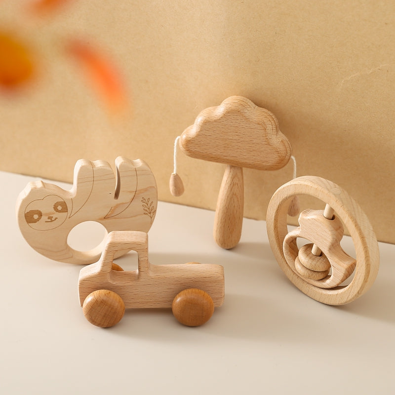 Wooden Cloud Rattle Set - MamimamiHome Baby