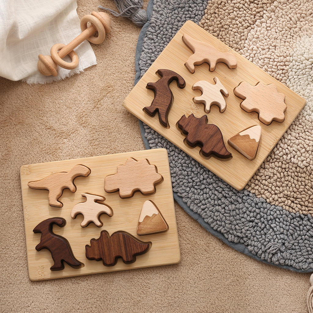Wooden Dinosaur Cognitive Puzzle - MamimamiHome Baby
