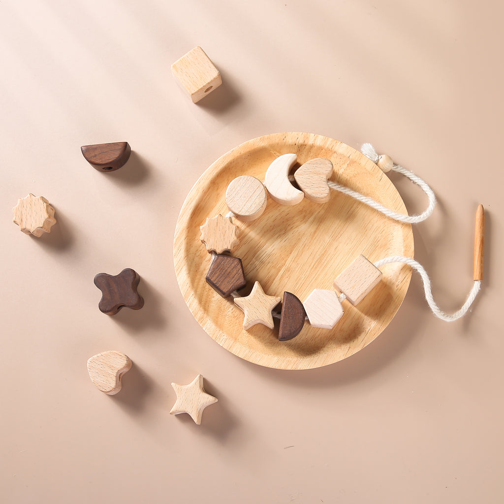 Wooden Star And Noon Threading Toy - MamimamiHome Baby