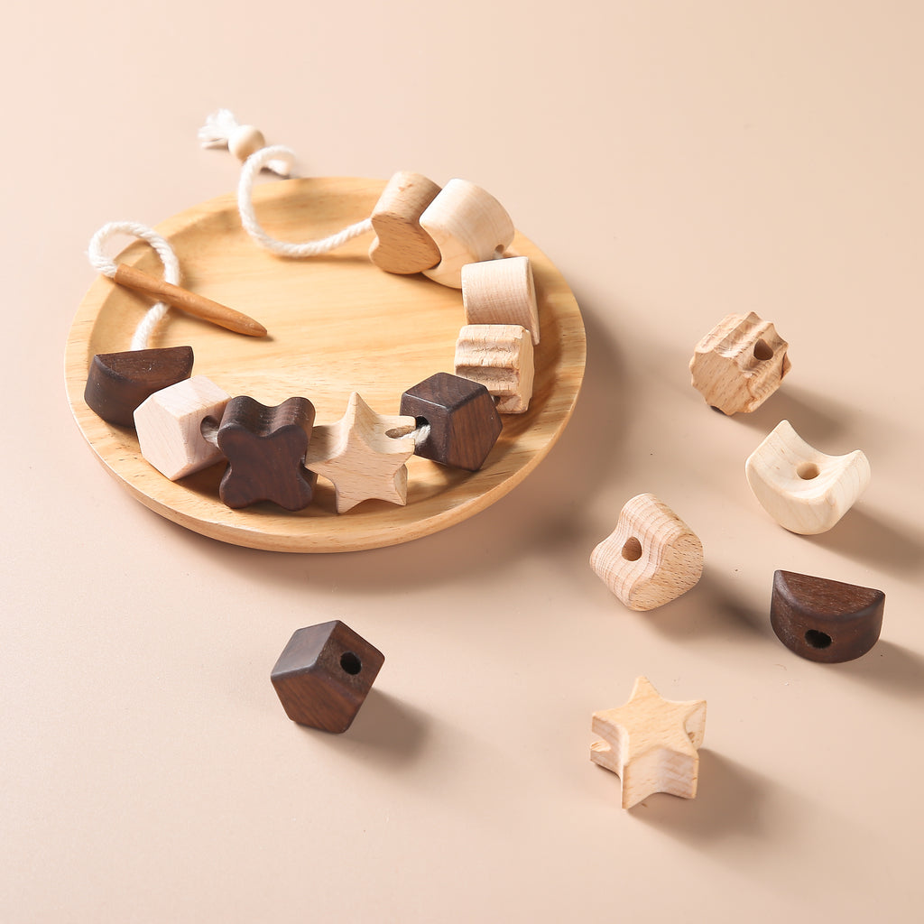 Wooden Star And Noon Threading Toy - MamimamiHome Baby