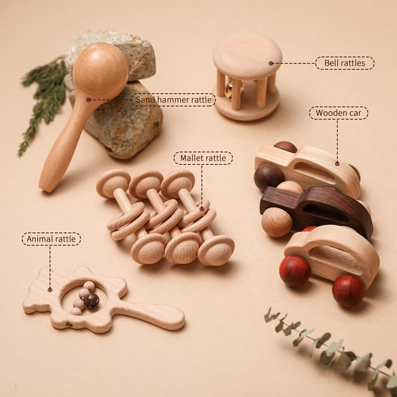 Montessori Wooden Rattle Series