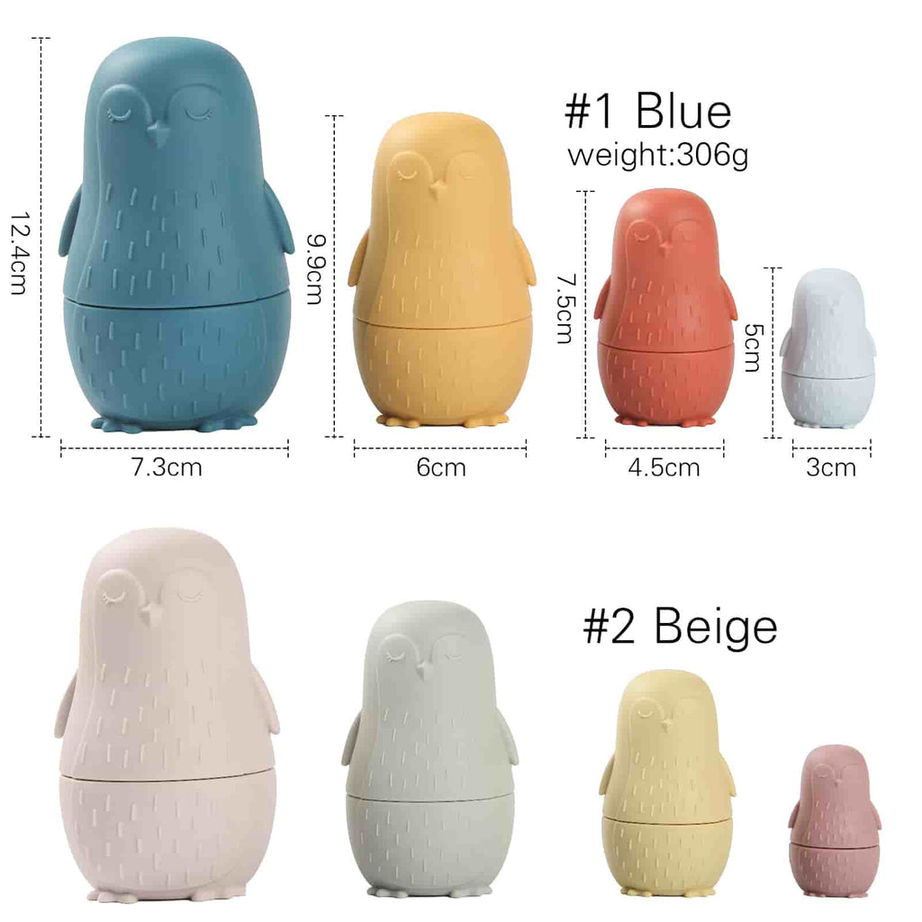 Penguin Silicone Stacking Toy Colo Size