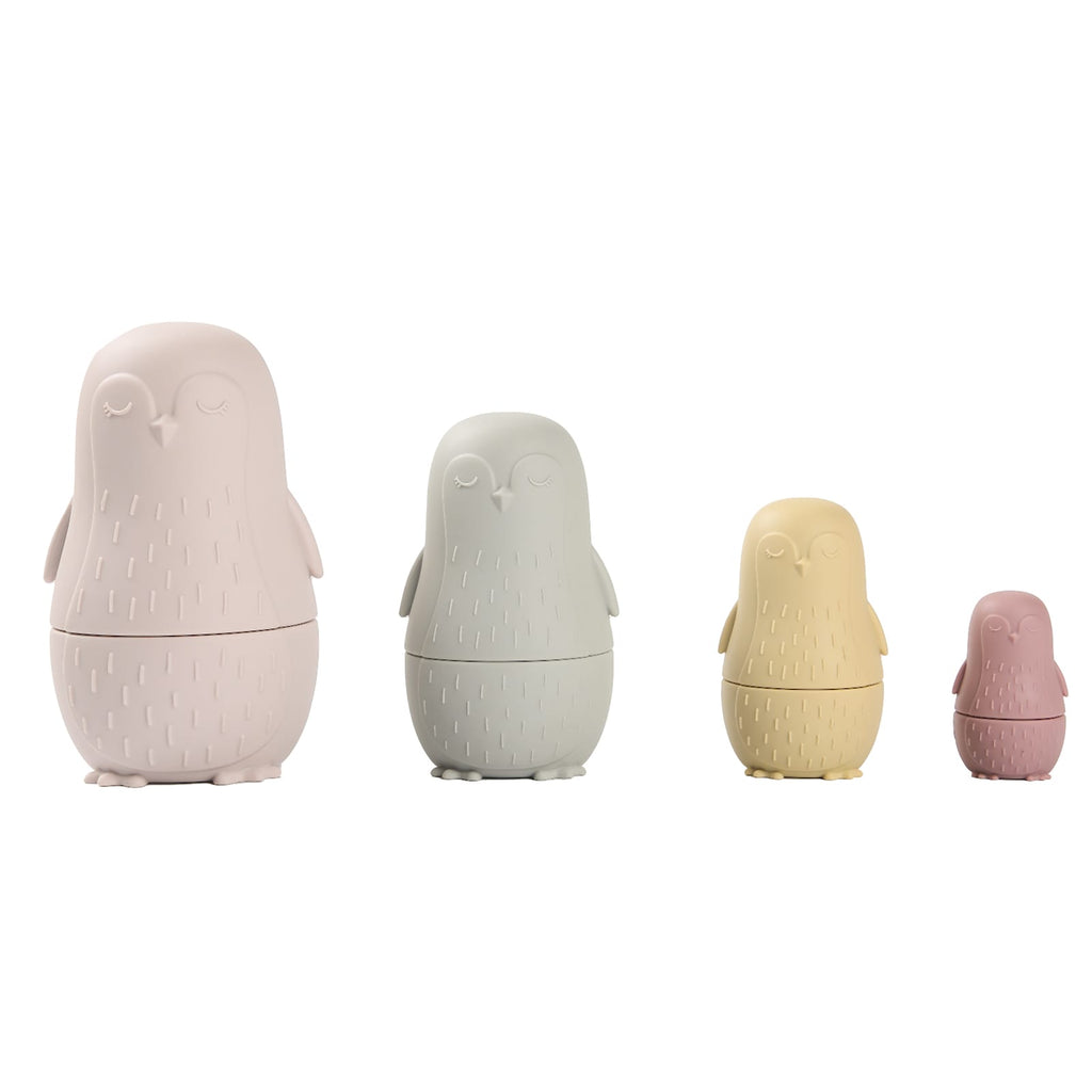 Penguin Silicone Stacking Toy Beige