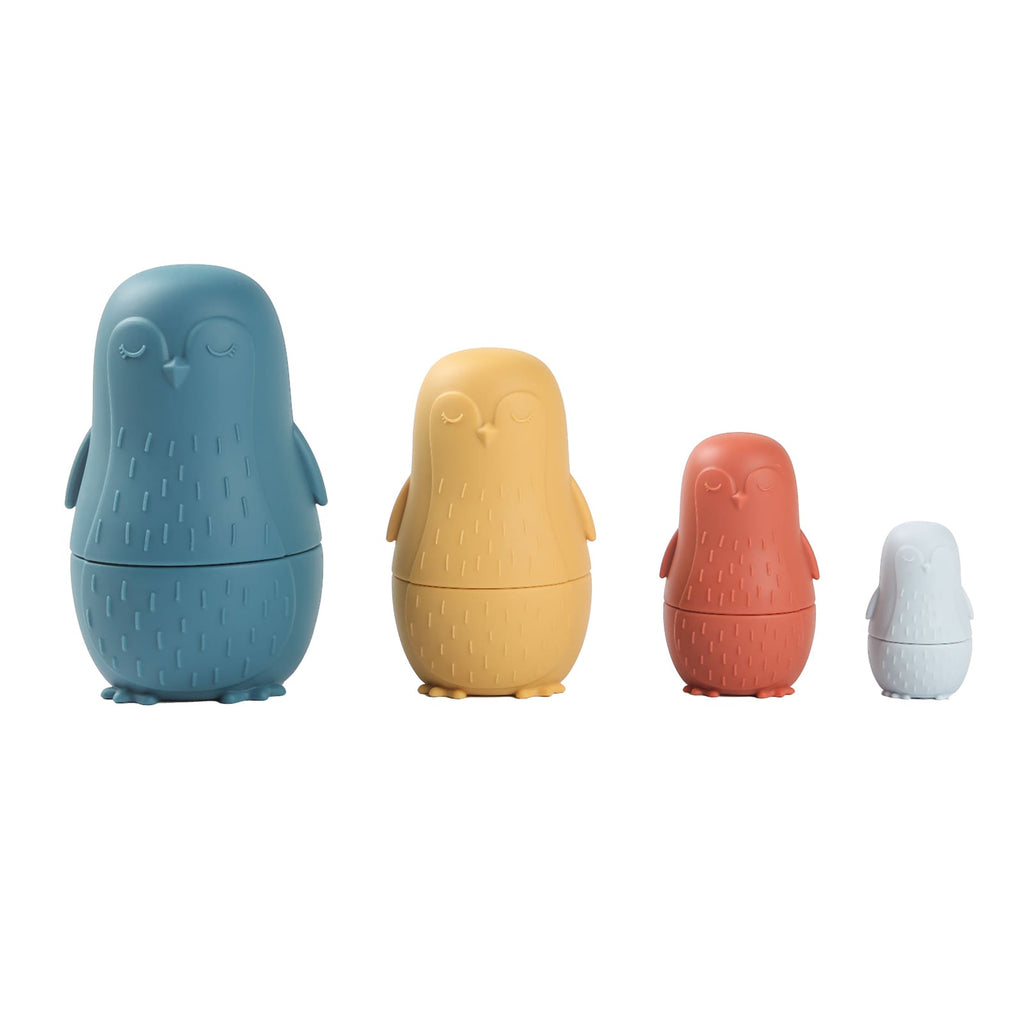 Penguin Silicone Stacking Toy Blue