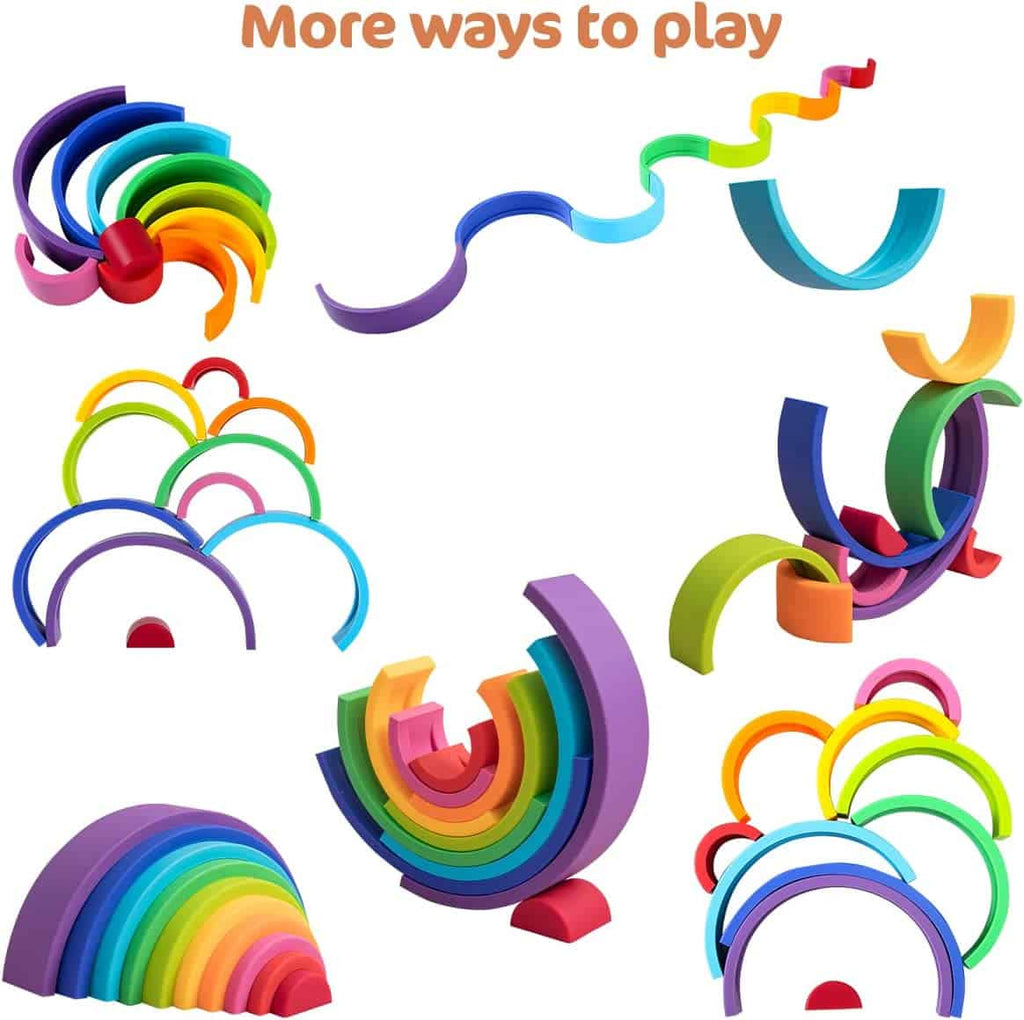 Silicone Rainbow Stacking Toy more ways  to play