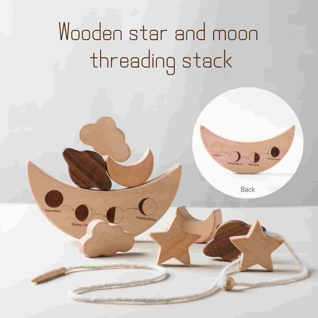  Wooden Stars Moon Balance Blocks