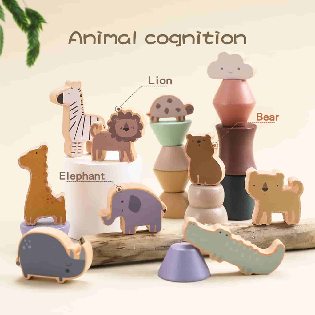 Wooden Animal Balance Blocks Board Animal