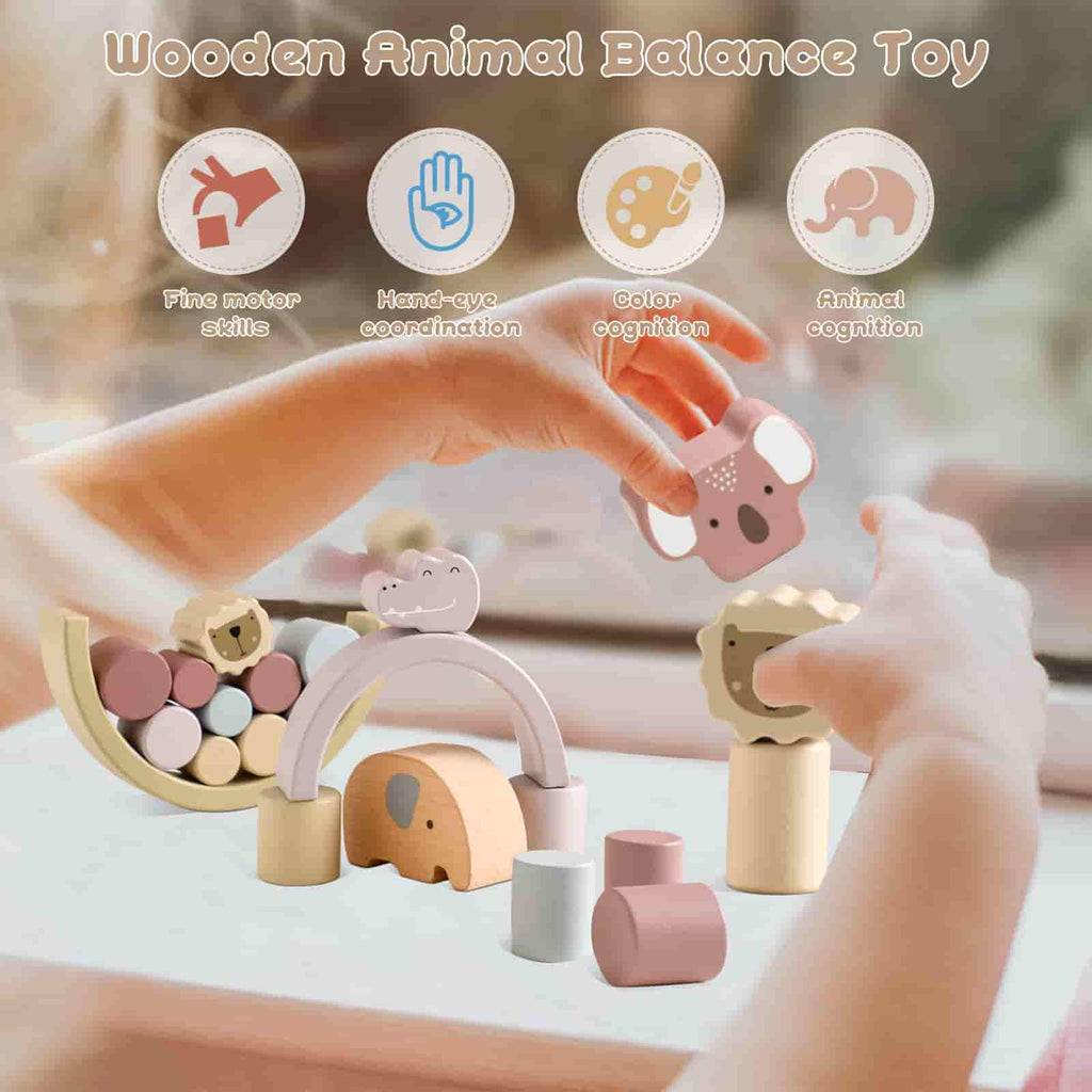 Wooden  Animal Stacking Blocks  balance toy