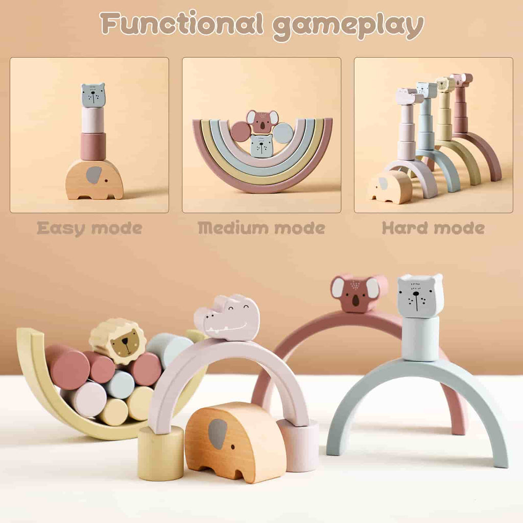 Wooden  Animal Stacking Blocks  easy to  play