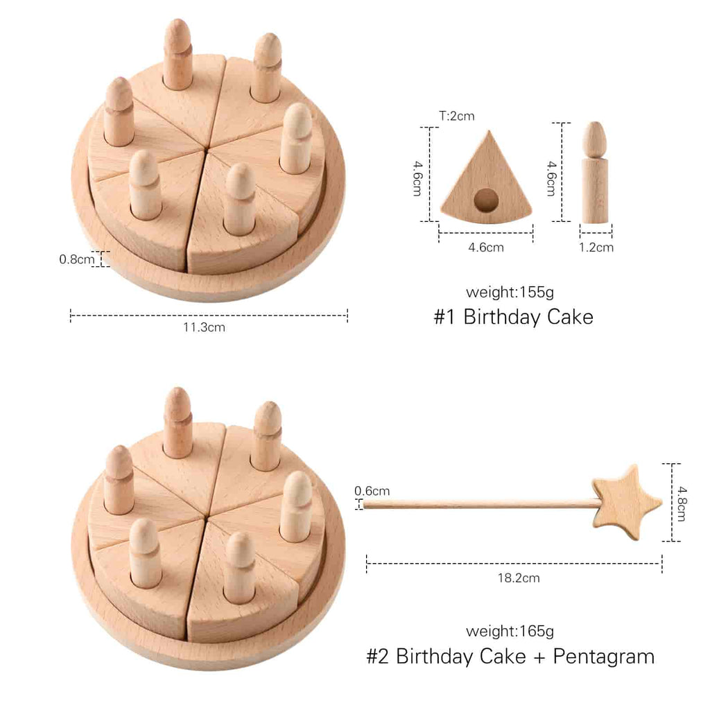 Wooden Birthday Cake Toy size