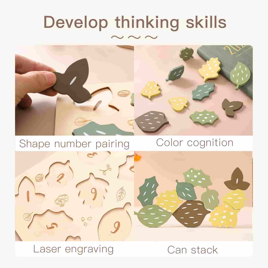 Wooden Leaf Jigsaw Puzzle  can stack