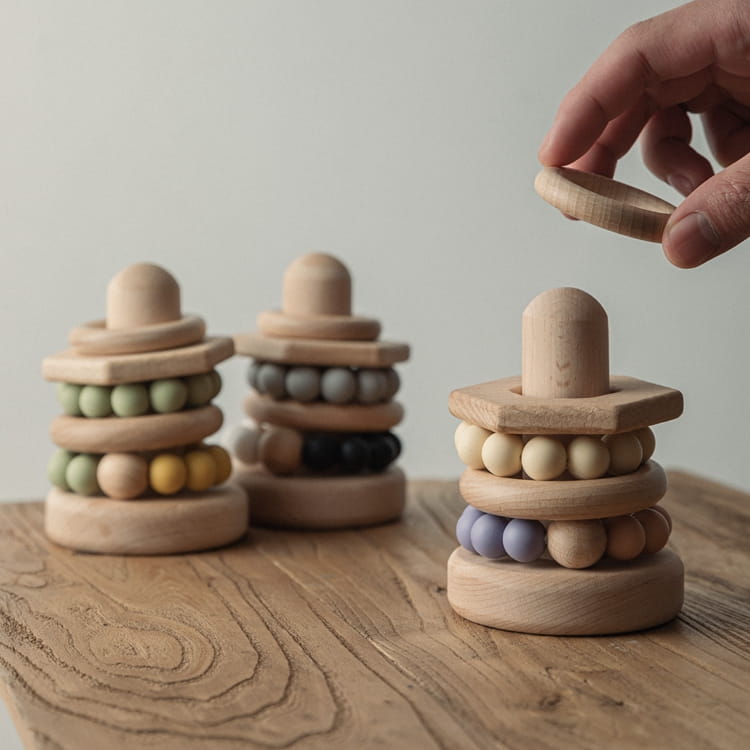 Wooden Natural Building Blocks  In Hand