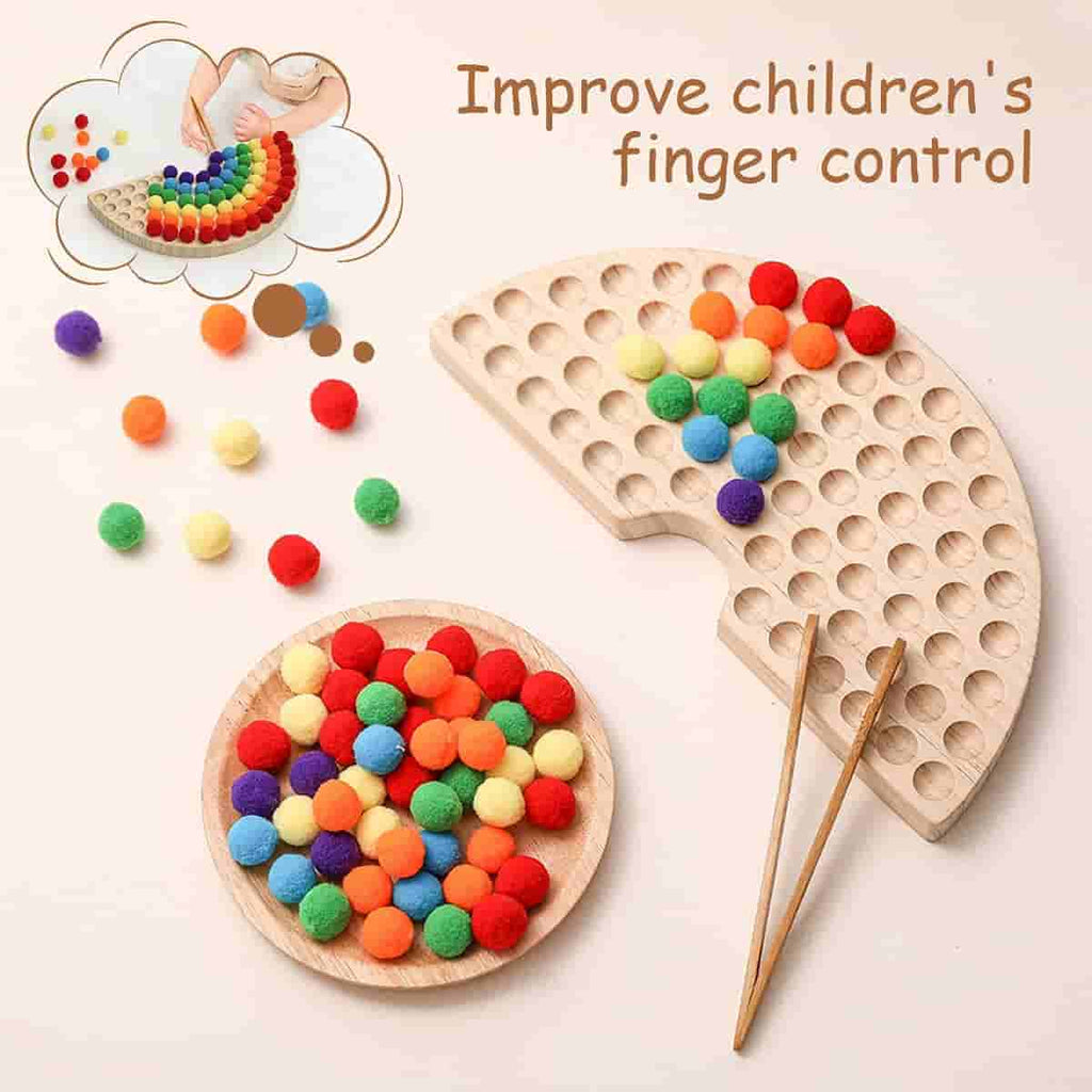 Wooden Rainbow Sorting Board  babys finger  control