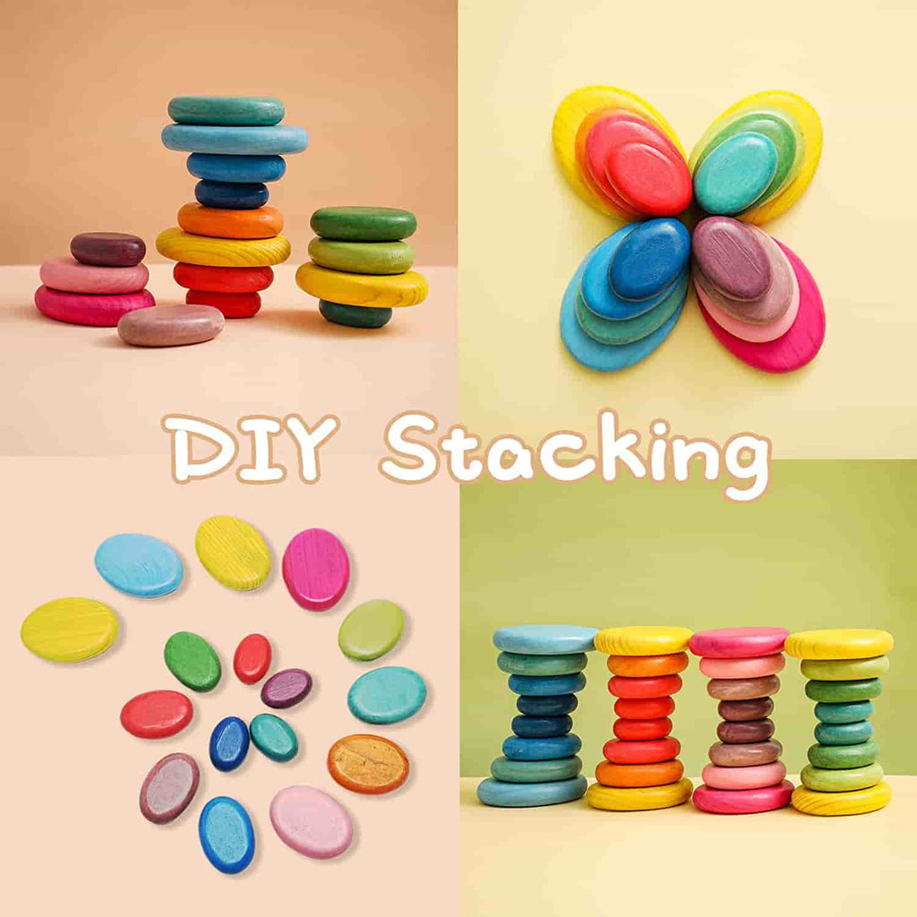  Wooden Rainbow  Stacking Pebbles  diy  stacking