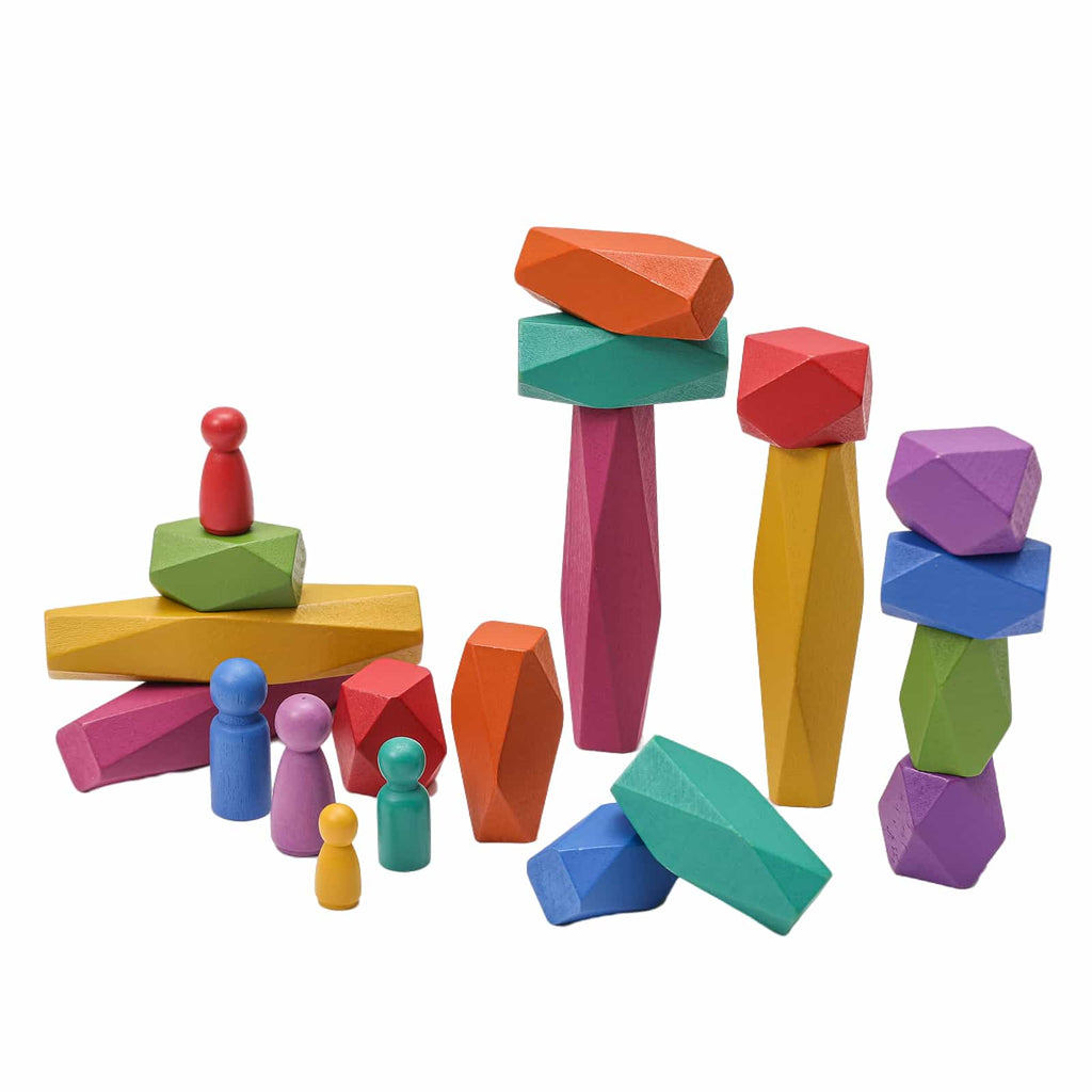 Wooden Rainbow Stones Stacking Toys set4