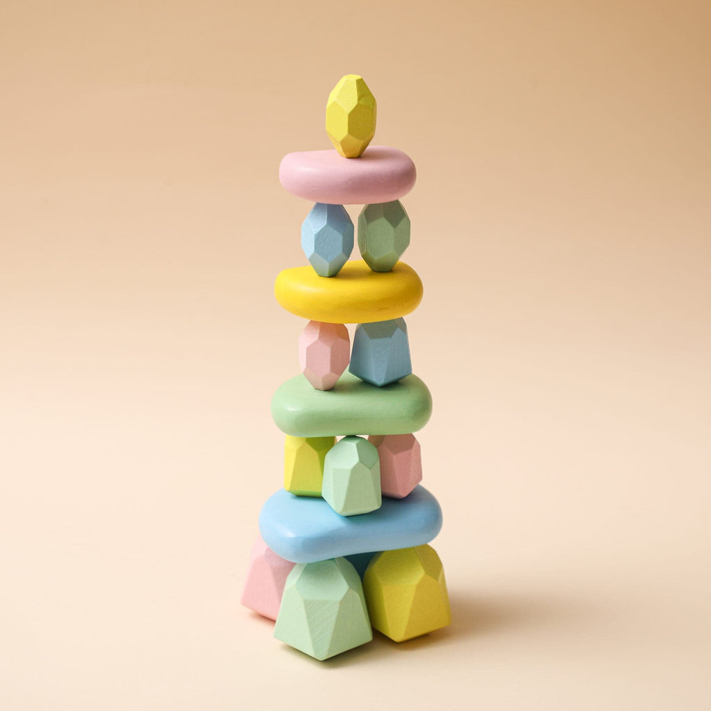 Colorful Wooden Stone Rocking Stacker - MamimamiHome Baby