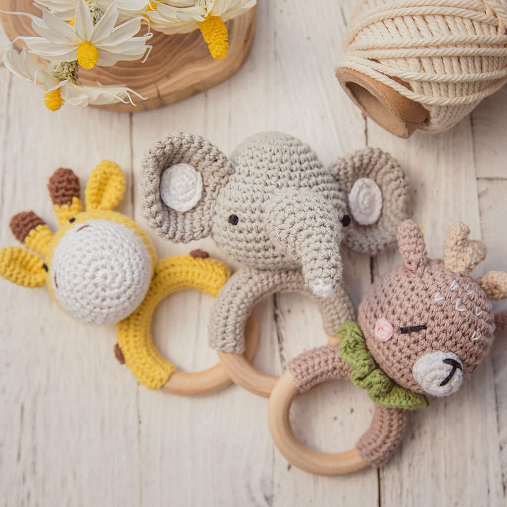 Crochet Animal Baby Rattle - MamimamiHome Baby