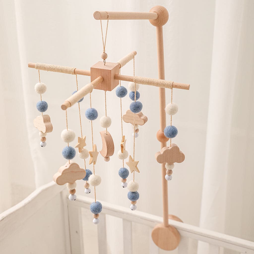 Starry Crib Mobile & Wooden Holder Set - MamimamiHome Baby