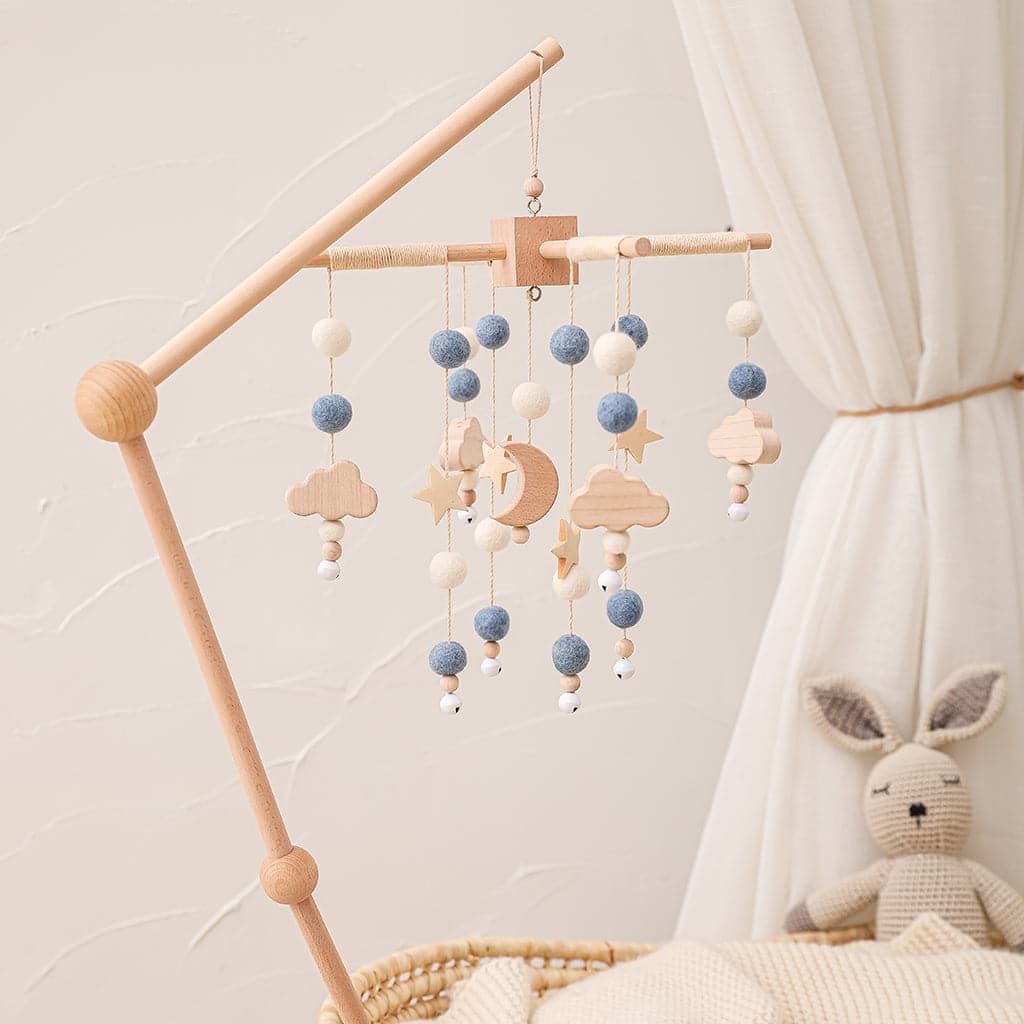 Starry Crib Mobile & Wooden Holder Set - MamimamiHome Baby