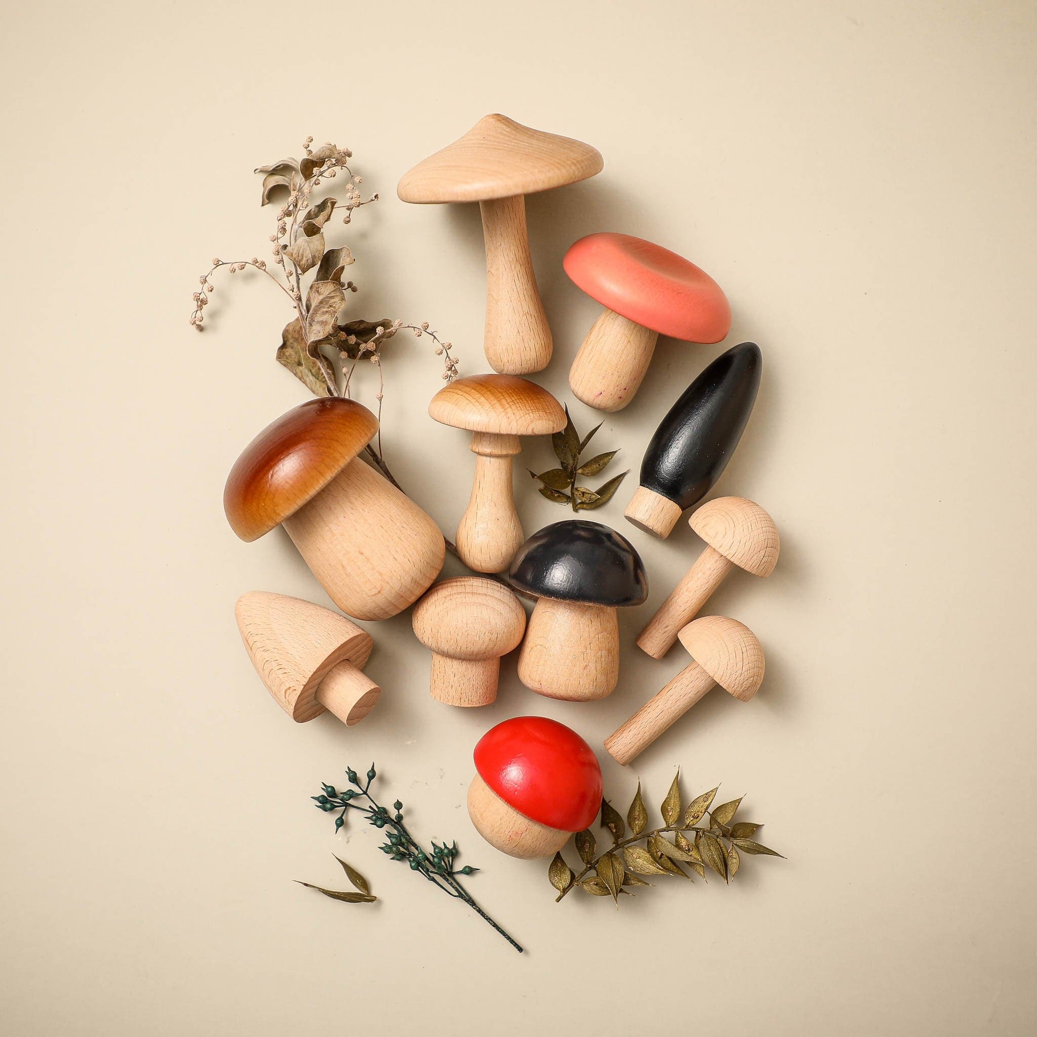 Wooden Mushroom 11 Pcs – MamimamiHome Baby