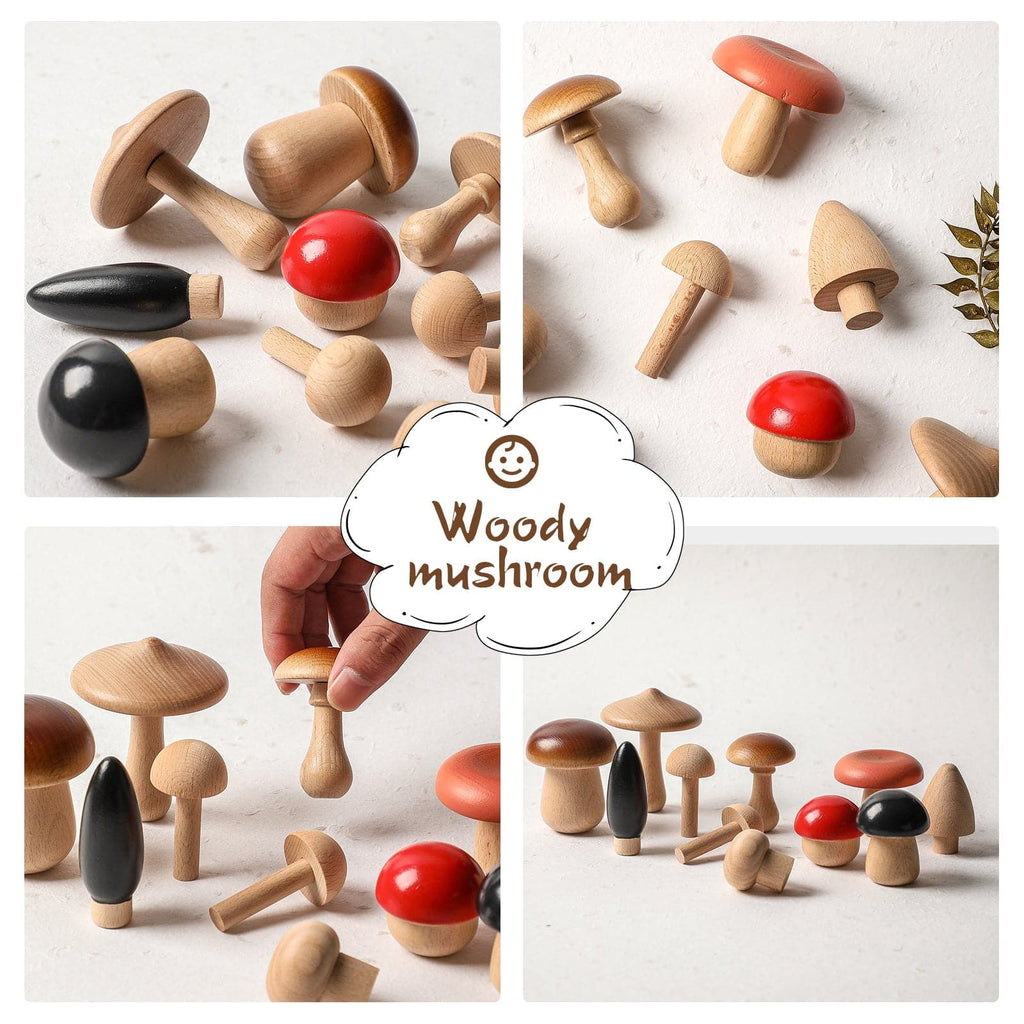 Wooden Mushroom 11 Pcs - MamimamiHome Baby